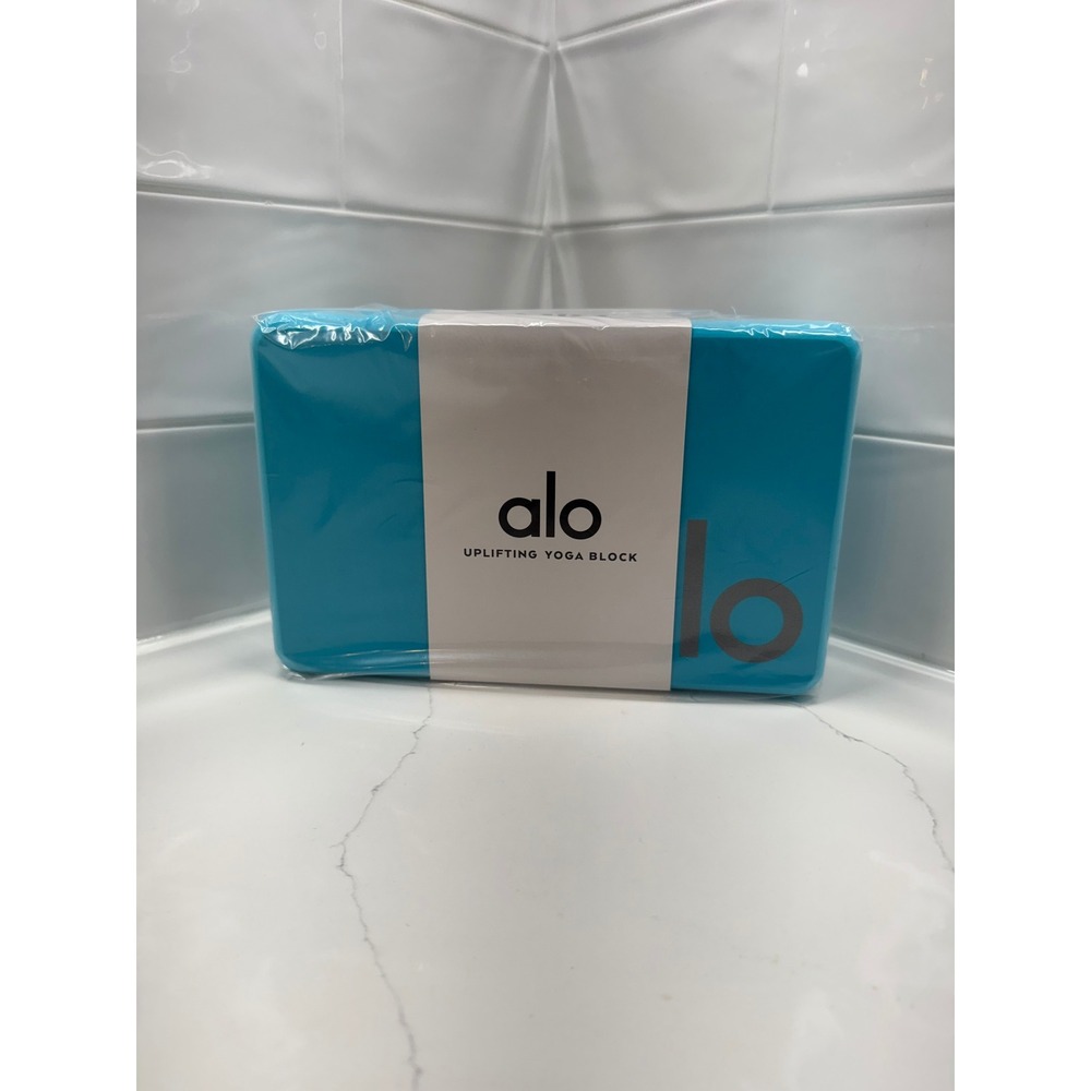 Alo Yoga Uplifting Yoga Block Bright Aqua Silver Logo A0084U EVA Foam Prop NEW
